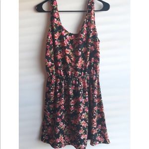 DONATED 6/30/2024 - Black Red & Orange Floral Sun Dress